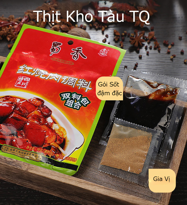 Thịt kho tàu Tứ Xuyên, sốt kho thịt vị không cay, gia vị thịt kho Trung Quốc gói 50g