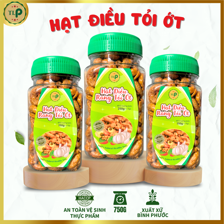 Hạt điều rang tỏi ớt tân lộc phát combo 3 hũ - mỗi hũ 250g