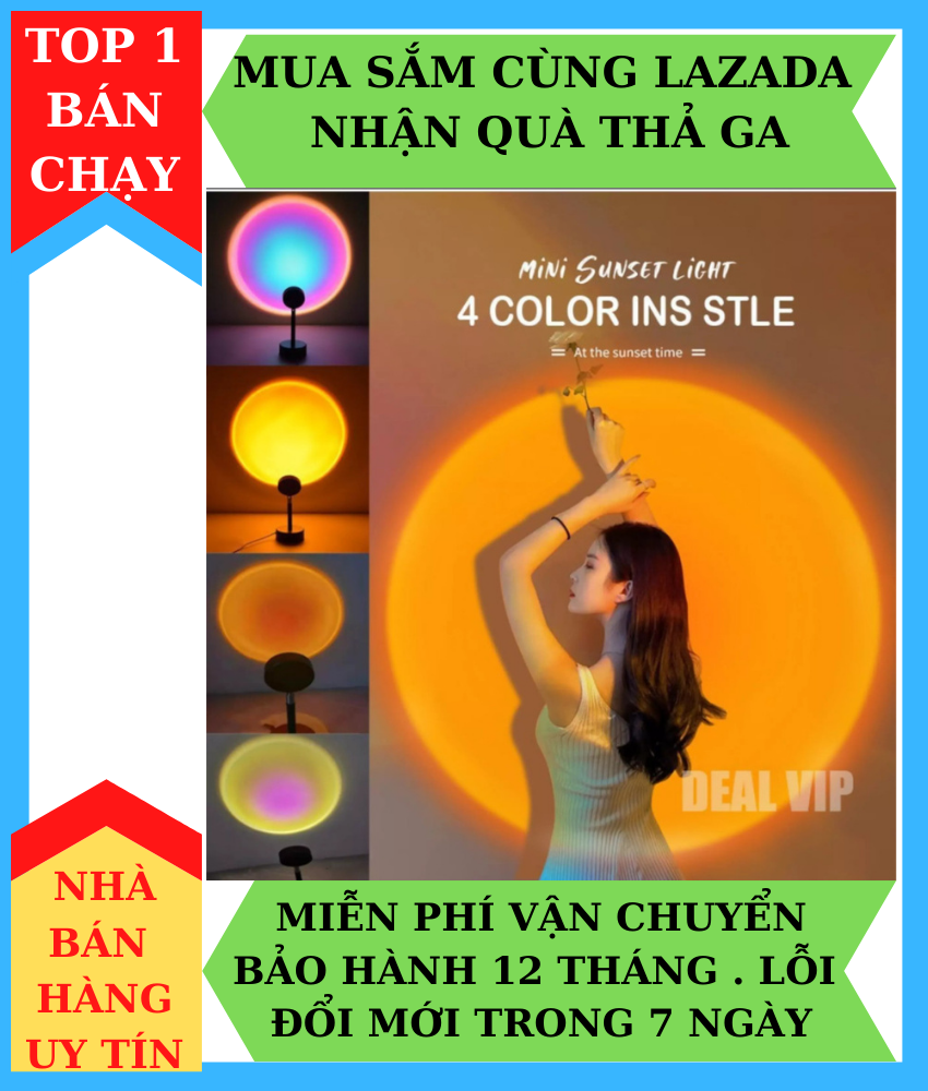 Đèn Hoàng Hôn, Sunset, TIKTOK Tích Hợp 4 Màu Trong 1 Đèn chiếu cầu vồng trang trí, chụp hình, quay TikTok hot trend tích kiệm chi phí, ánh sáng lớn