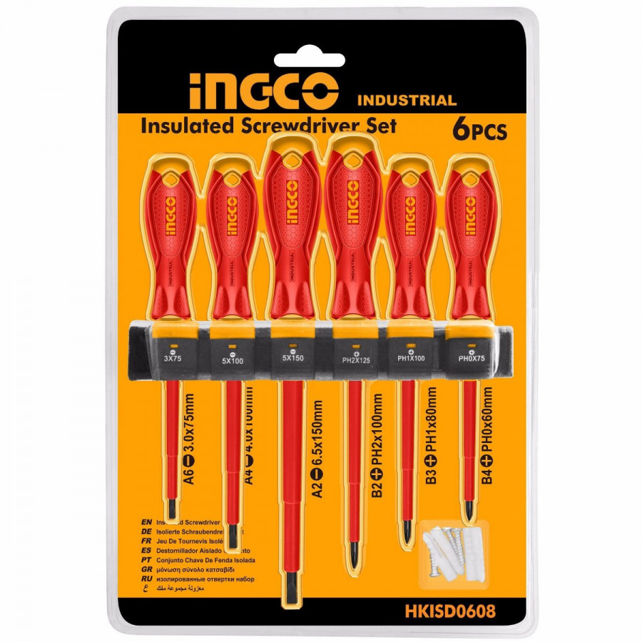 Bộ 6 tua vít cách điện ingco hkisd0608