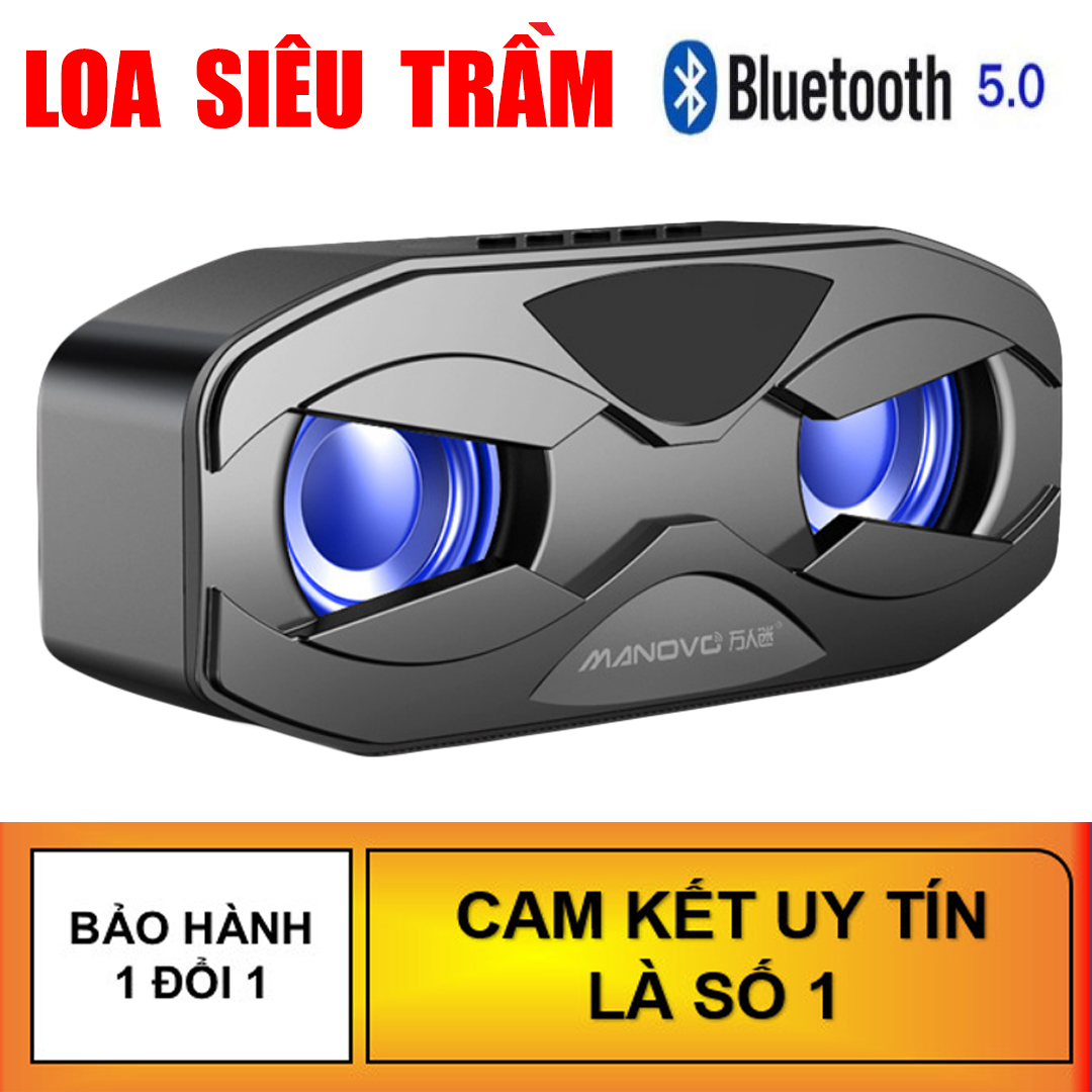Loa Bluetooth MaNoVo M4 - Loa kép bass cực mạnh, Tặng dây jack 3.5mm, loa siêu trầm