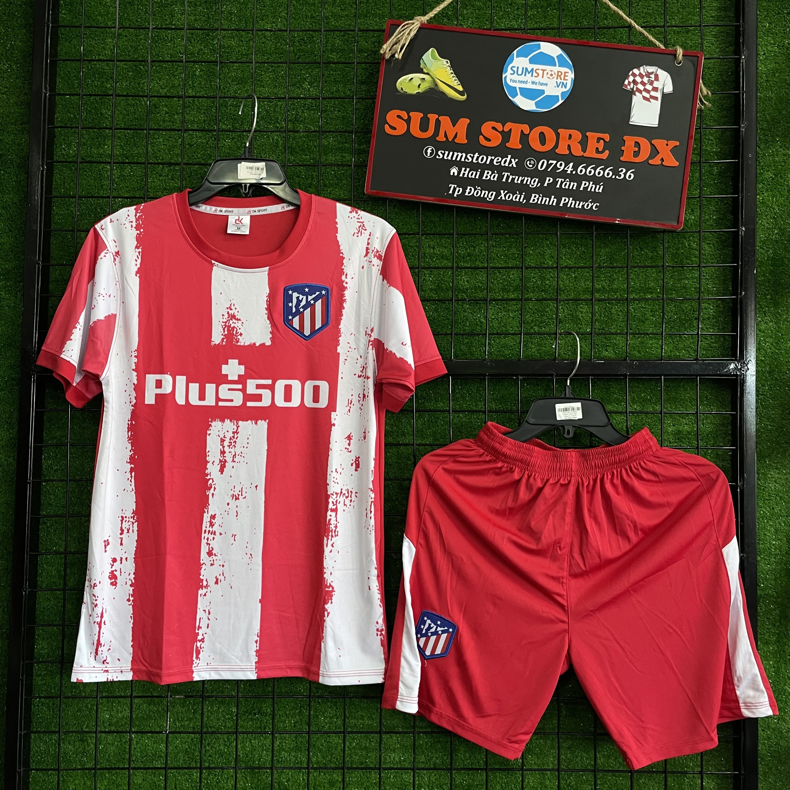 Bộ Quần Áo Bóng Đá Cao Cấp  Atletico Sọc Đỏ Trắng 21 DK-Áo Đá Banh Mẫu Mới, Cực Đẹp, Giá Rẻ