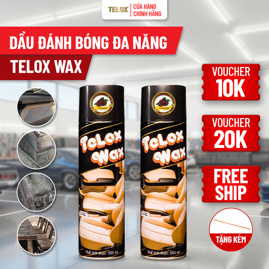 COMBO 2 CHAI Xịt Dưỡng Bóng Và Làm Sạch Nội Thất - TELOX WAX 550ml - Cải Tạo Da Đánh Bóng Và Làm Sạch Sâu