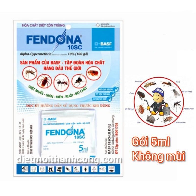 Gói diệt muỗi kiến gián ruồi,bọ mạc côn trùng Fendona10SC gói 5ml