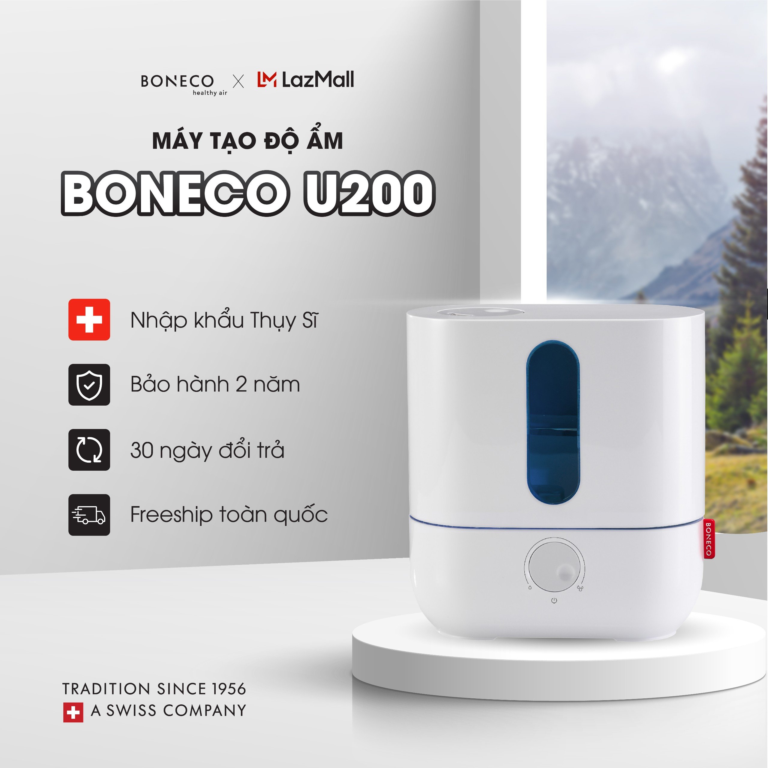 Máy phun sương tạo ẩm boneco u200 khuếch tán tinh dầu chống khô da, viêm mũi, viêm họng cho trẻ sơ sinh, trẻ nhỏ - nhập khẩu châu âu