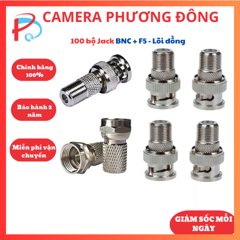 Combo 100 bộ jack bnc + f5 kết nối camera chiết liệu tốt lõi đồng