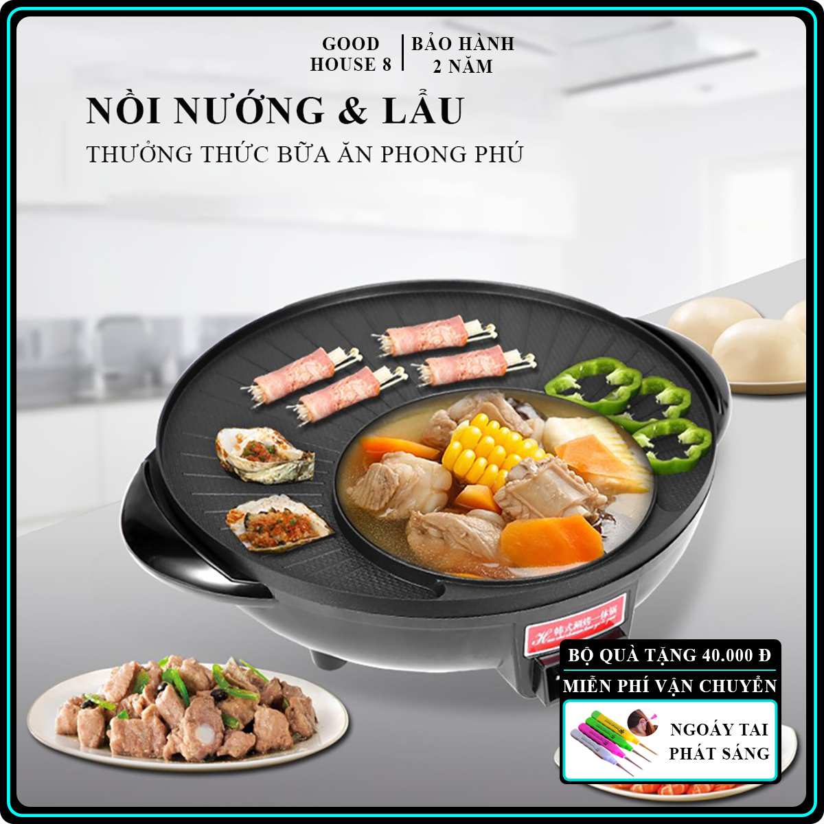 Nồi Lẩu Nướng Điện Đa Năng, Bếp nướngLẩu Điện 2 Ngăn Đa Năng Mini. Nồi Lẩu Điện Mini Đa Năng 2 Ngăn, Nồi Nướng Điện Siêu Tốc Chống Dính Thế Hệ Mới. Bảo hành 2 năm, lỗi 1 đổi 1 trong vòng 7 ngày.