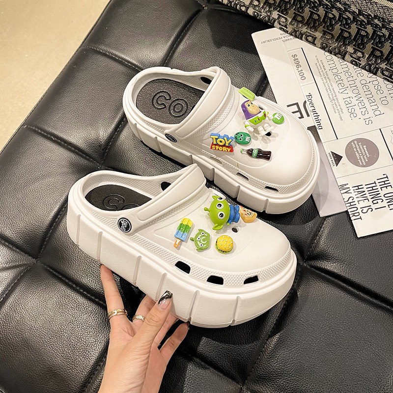 [SIÊU SALE] Dép crocs sục cross nhựa cao cấp Dép ulzzang độn đế Cross nữ nam đế cao siêu nhẹ kèm Sticker dễ thương dép bánh mỳ DULES Hàn Quốc đi mưa cao cấp Tặng 12 sticker gắn siêu đẹp- ABCD SHOP