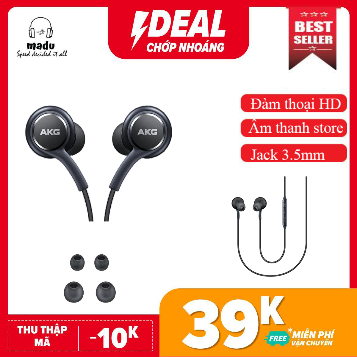 [HCM]Tai nghe nhét tai Madu dành cho AKG hỗ trợ các dòng smartphone cao cấp SAMSUNG zin chính hiệu