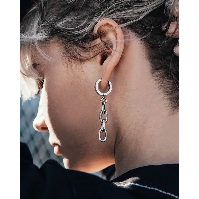Khuyên tai unisex kiểu dáng Hiphop - bông tai dây xích loại to