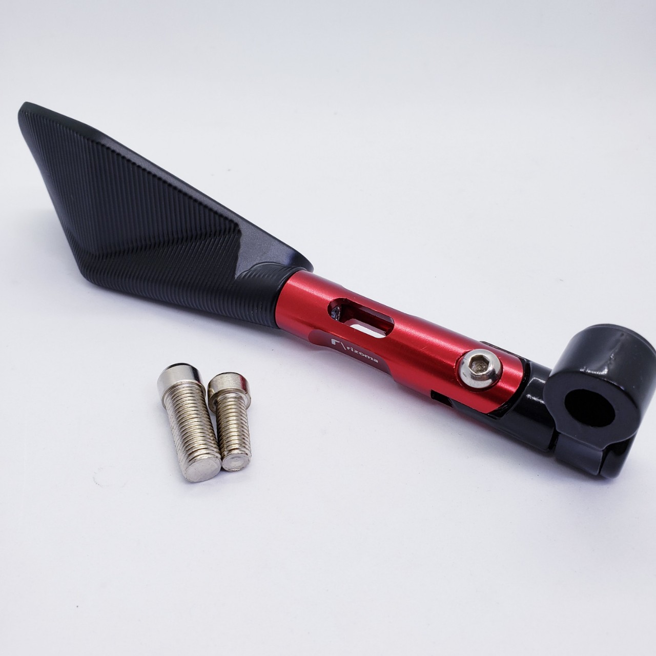 Gương chiếu hậu rizoma 5 cạnh xe máy, kiếng xe máy nhập khẩu cao cấp gắn bên trái, đồ chơi kiểng xe máy, màu đỏ, XEHAY 68