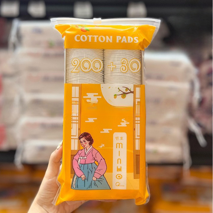 Bịch bông tẩy trang MINHO  1﻿00% Cotton Pads  bông tẩy trang tròn