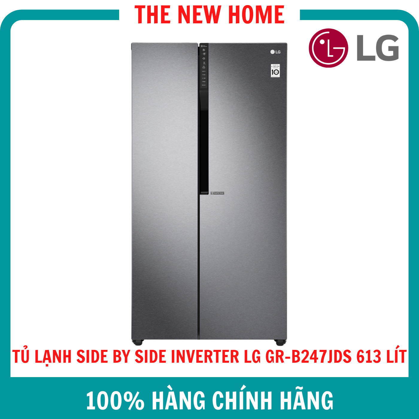 Tủ lạnh side by side inverter lg gr-b247jds 613 lít - hàng chính hãng