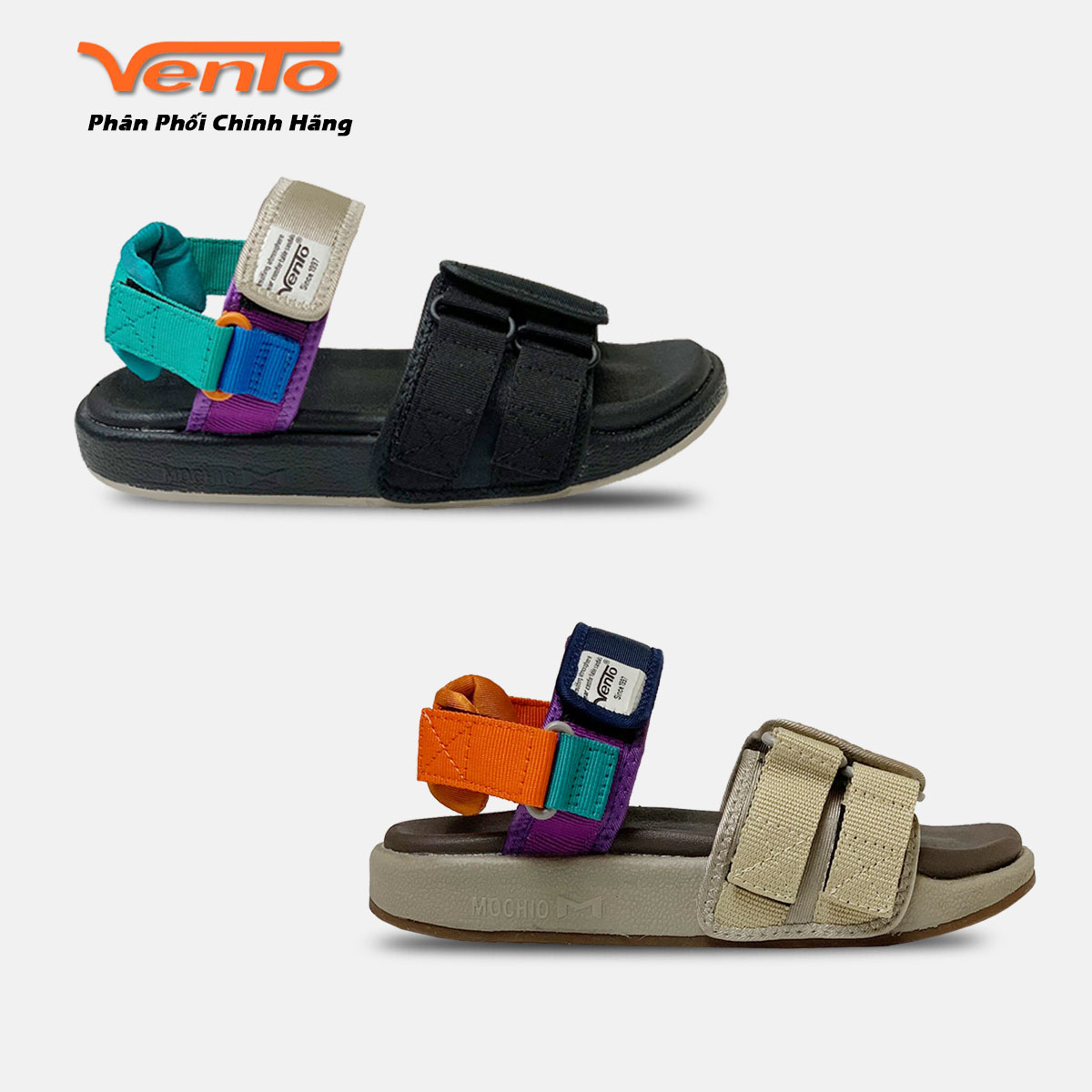 Sandal vento chính hãng mẫu mới 2023 nâu be/cam sd10112