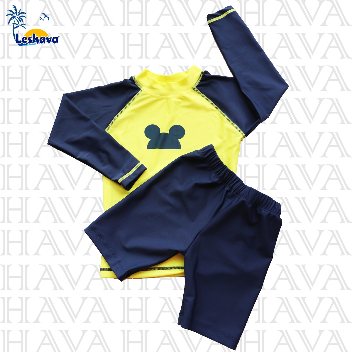 Leshava - đồ bơi cặp cho trẻ em mickey vàng tay dài - đồ bơi bé trai và bé gái - mẫu bé trai - nam