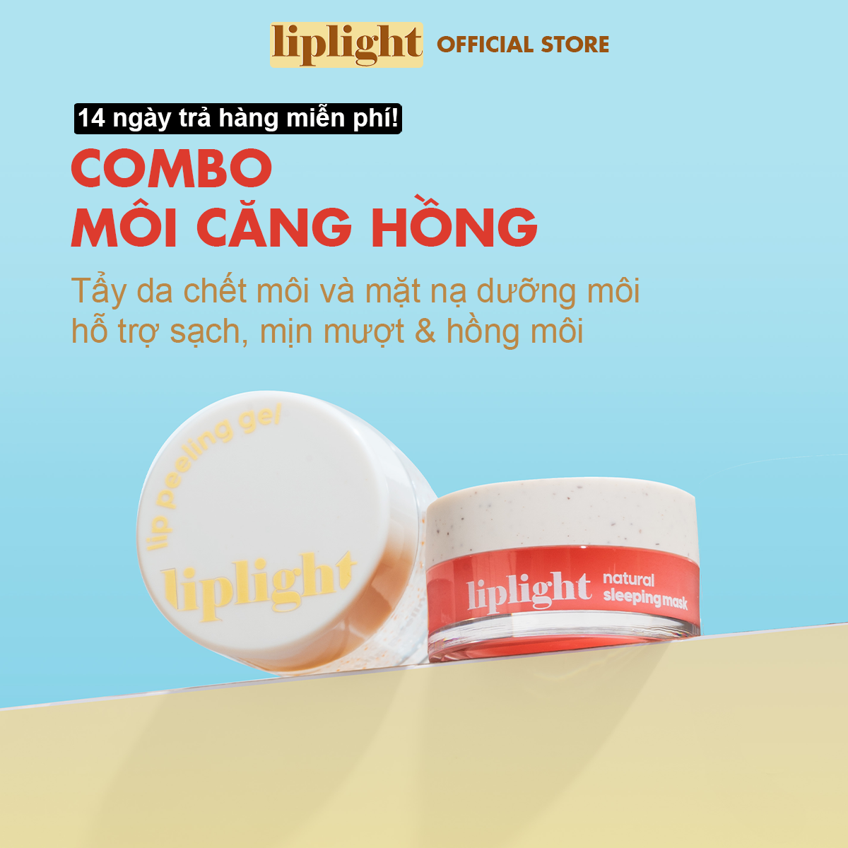 Combo chăm sóc môi toàn diện Liplight, tẩy tế bào chết môi Vanilla Kiss và mặt nạ dưỡng hồng môi Chupa Kiss