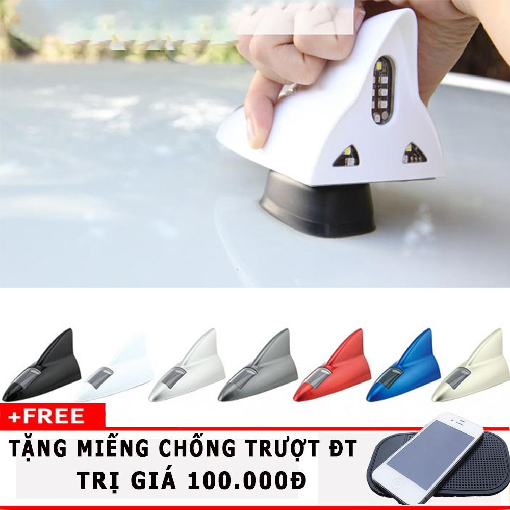 Anten vây cá có đèn led dán nóc ô tô (ĐEN) Tặng miếng chống trượt điện thoại