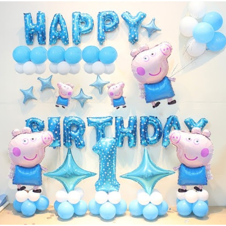 [HCM]Combo bong bóng sinh nhật con heo bé 1 tuổi - Trang trí sinh nhật cho bé. Cam kết hàng chất lượng giá tốt.