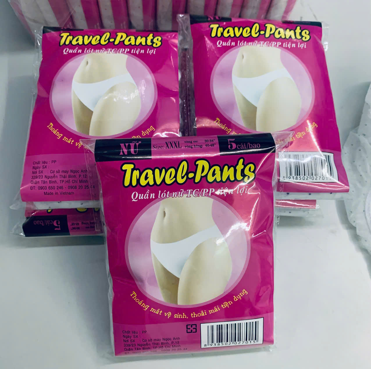  Quần Lót Giấy Travel-Pants sử dụng 1 lần 1 gói 5 chiếc  MSP: Đáy Cotton - 2lớp đáy  