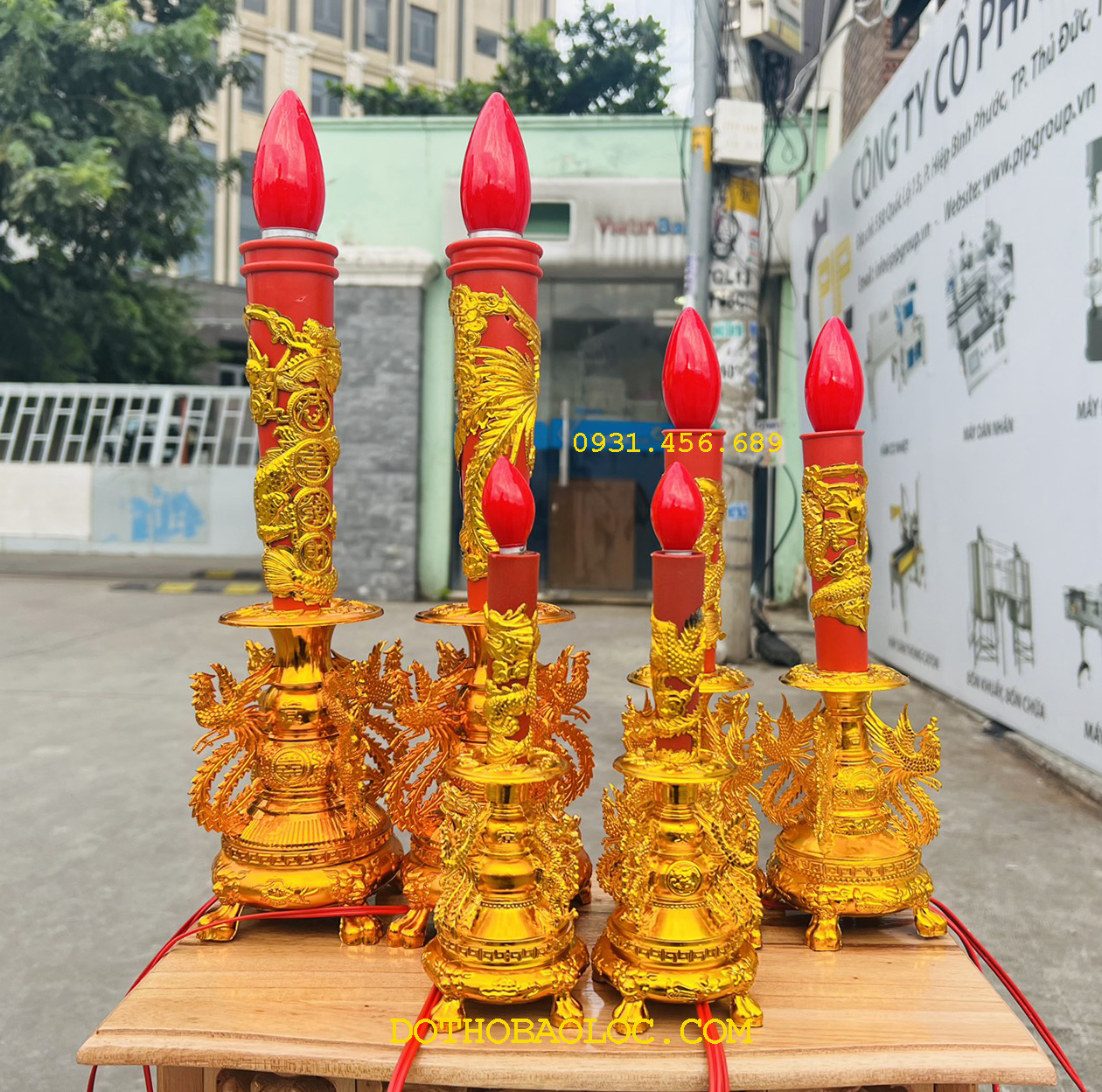 Đèn nến thờ long phụng bằng điện 3 cỡ