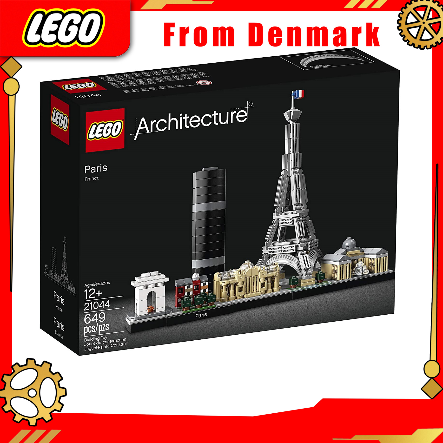 LEGO Architecture Skyline Series 21044 Paris Skyline Building Kit, with model Eiffel Tower and other Paris buildings, used for erection and display guaranteed,From Denmark