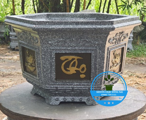 Khuôn đúc chậu ABS lục giác 38 cm mẫu Sen - Phúc Lộc Thọ