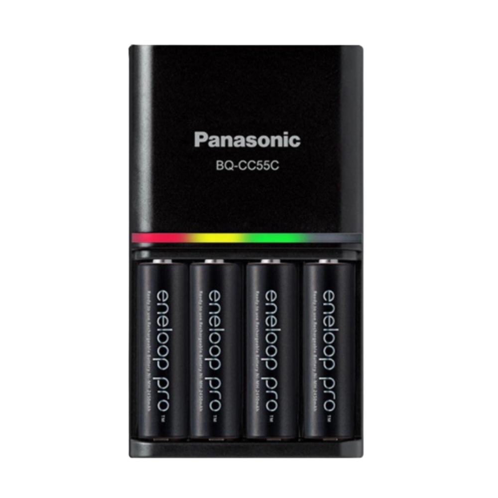 Bộ sạc nhanh bq cc55c kèm 4 pin aaa eneloop pro 950 mah , chân gập - hàng nhập khẩu