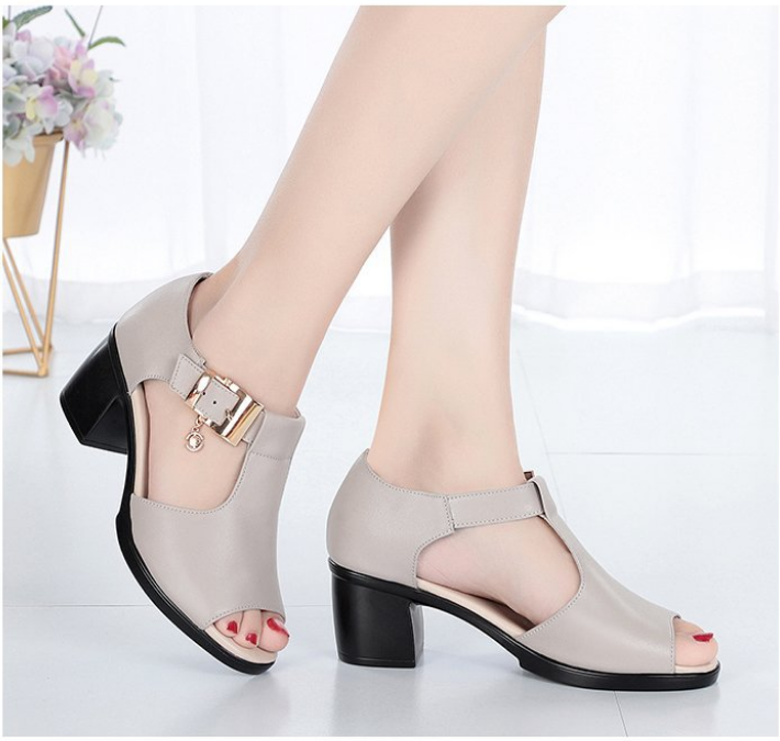 Giày sandal nữ cao gót da mềm , đế êm  S0115
