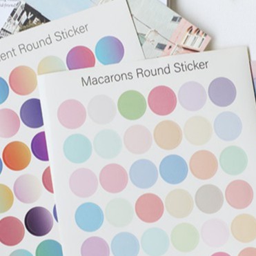 Bộ 48 miếng dán tròn round sticker cố định tranh dùng trang trí tông màu xinh xắn