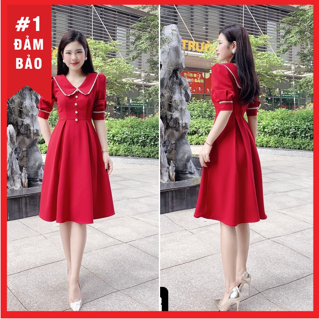 [HCM]Đầm xòe tiểu thư nữ tính phù hợp dự tiệc công sở đủ size 30 đến 72kg - 75898