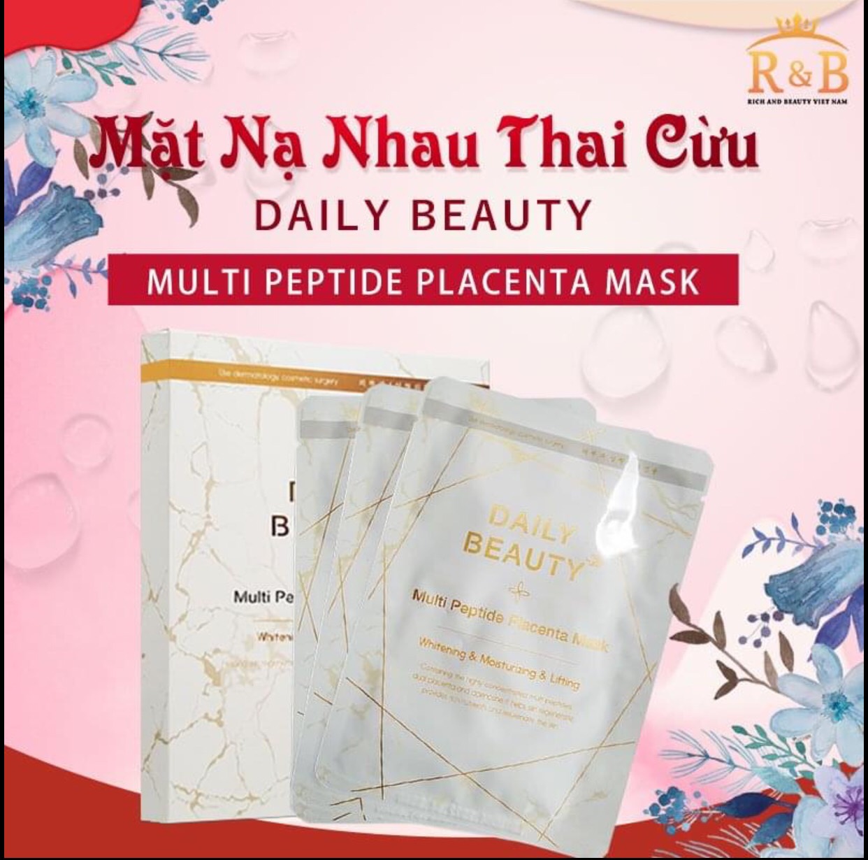 Mặt nạ daily beauty, mặt nạ sạch mụn, mặt nạ nhau thai cừu hàn quốc tái tạo dưỡng trắng nâng cơ mặ