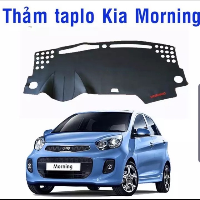 Thảm taplo kia morning chất liệu da pu dập vân carbon siêu bền đẹp