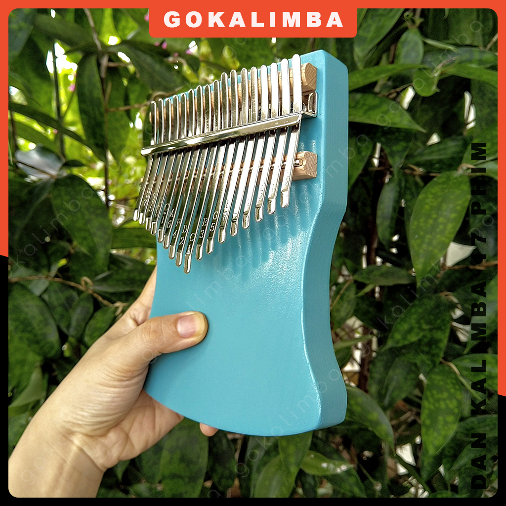 Đàn kalimba 17 phím màu xanh gỗ manhogany dáng khuyết GoKalimba tặng full phụ kiện