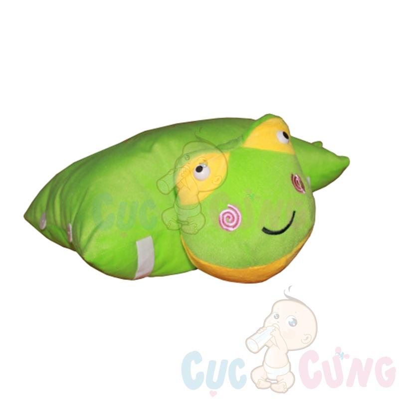 Gối đi xe máy 1 đầu - hình ếch xanh