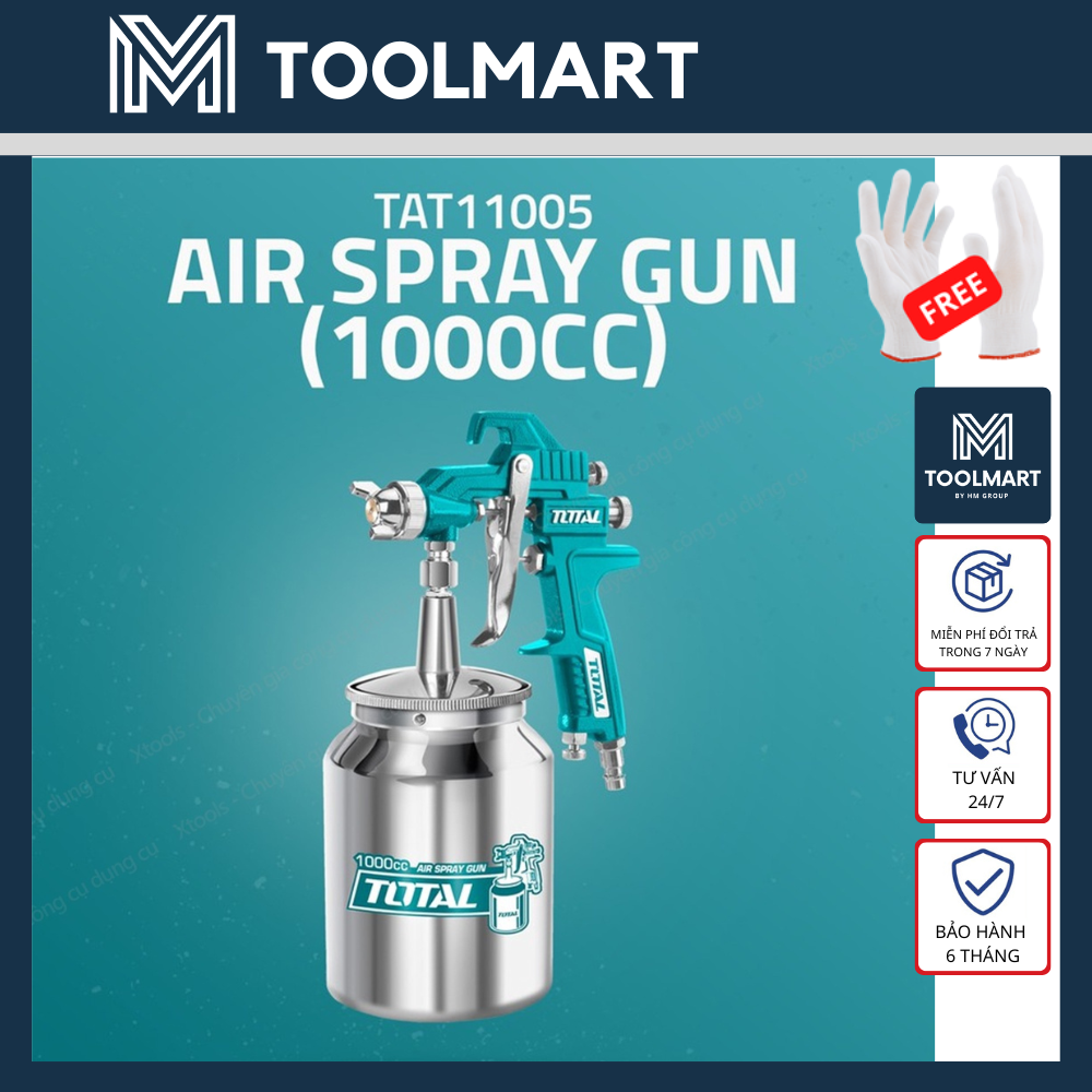 1000CC BÌNH PHUN SƠN DÙNG KHÍ NÉN TOTAL - ĐẦU PHUN 1.5-2MM - THÍCH HỢP SƠN LỚP NỀN - HÀNG CHÍNH HÃNG - TAT11005