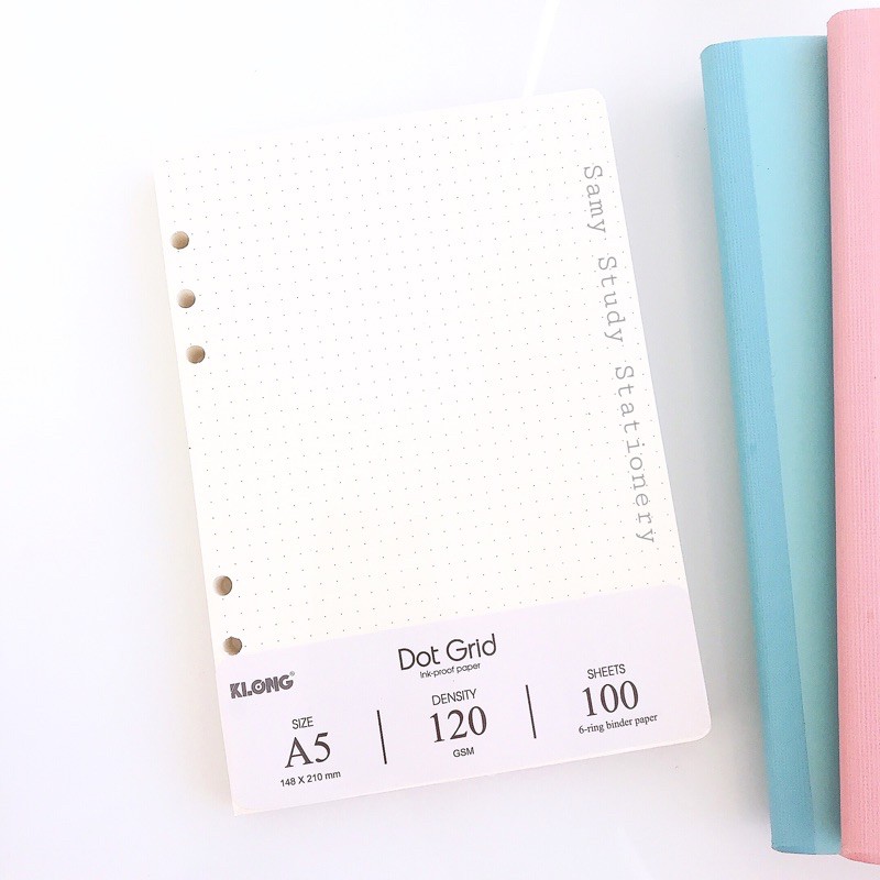 Sổ còng klong sổ binder 6 còng ruột chấm dot grid 200 trang size a5 có thể refill thêm giấy sổ còng klong bullet journal