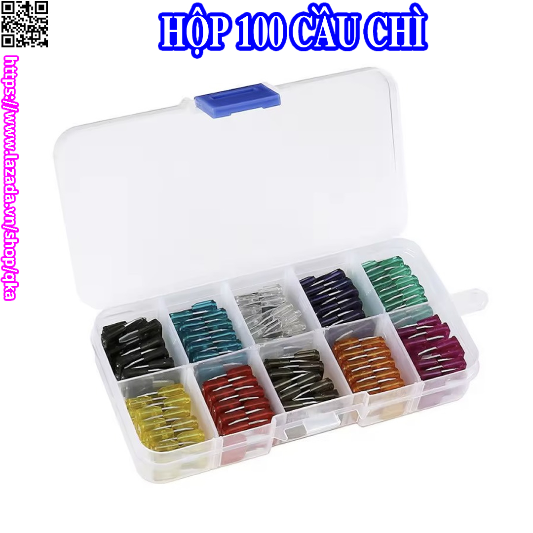 Hộp 100 cầu chì ô tô từ 5a đến 40a