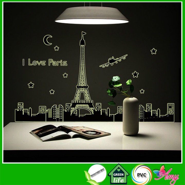 Decal dán tường Dạ quang Paris AmyShop DDQ008