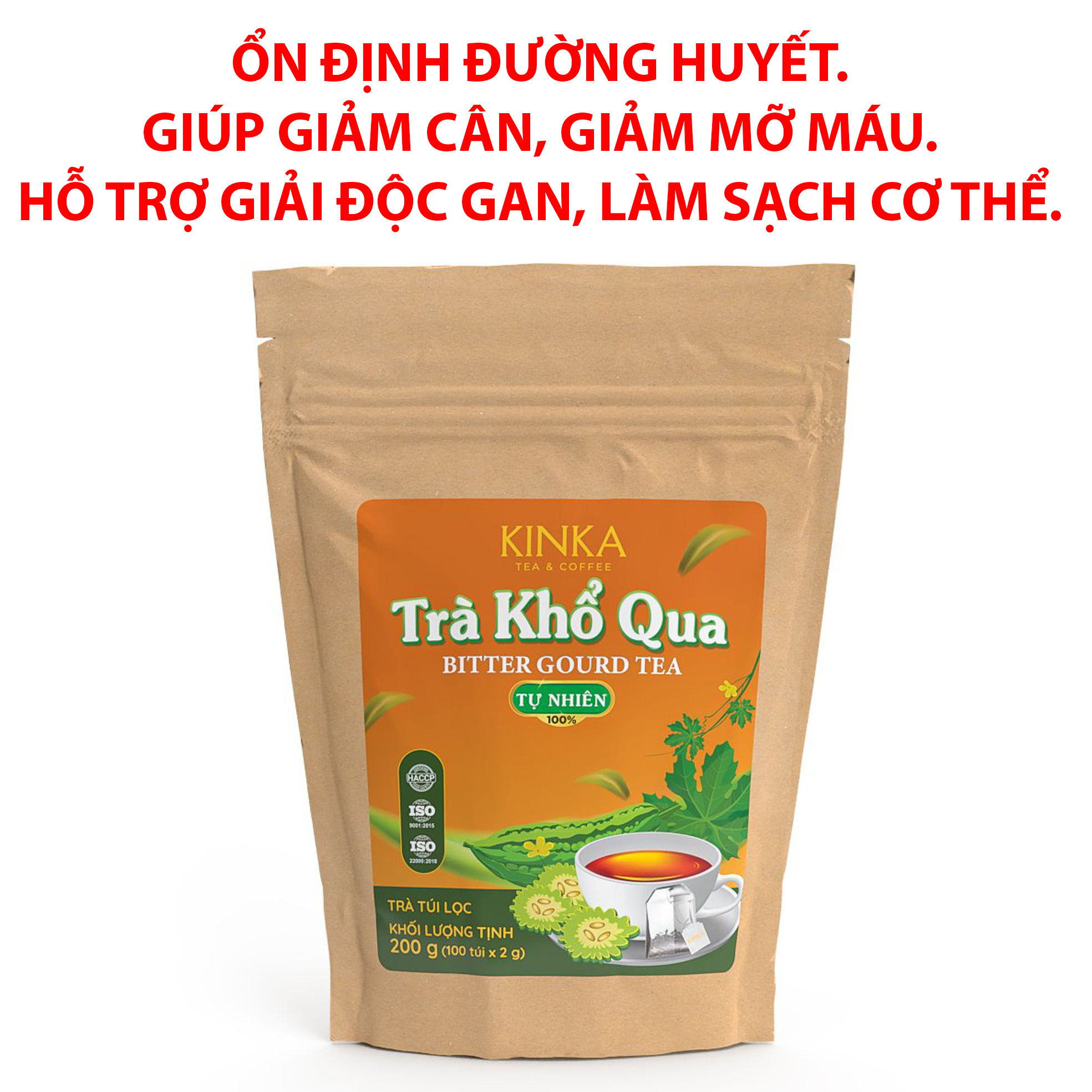 TRÀ KHỔ QUA TÚI LỌC 200g (100 gói x 2g) - Giúp ổn định đường huyết. Giúp giảm cân, giảm mỡ máu