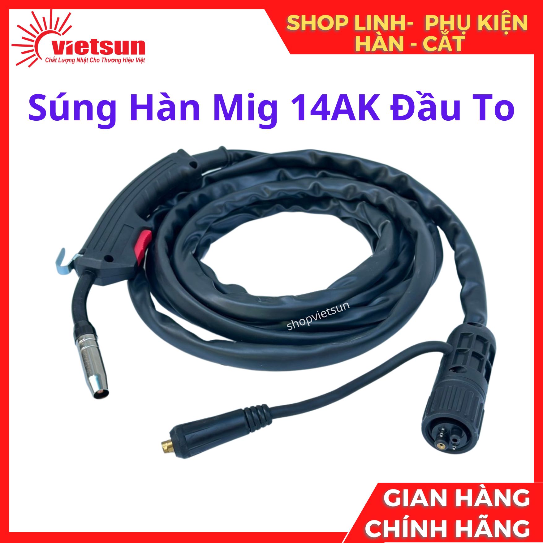 Súng hàn Mig 14AK loại đầu to, súng hàn mig không khí