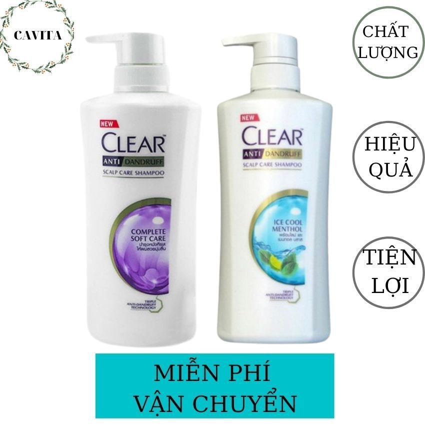 Combo 2 chai clear bạc hà nữ 480ml và clear tím 435ml thái lan cavita giảm gàu, tóc chắc khỏe