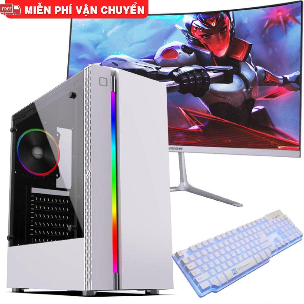 [Trả góp 0%]Bộ máy tính chơi Game MÀN HÌNH 27 IN CONG Chip intel core i5 6500 - i5 9500 trên B365 H310 ram 32G ổ SSD card rời vga GTX 1050 ti rời cực mạnh pc gaming siêu đẹp giá siêu tốt thùng led gaming chơi game gata 5 fifa 4 pupg siêu mượt max seting