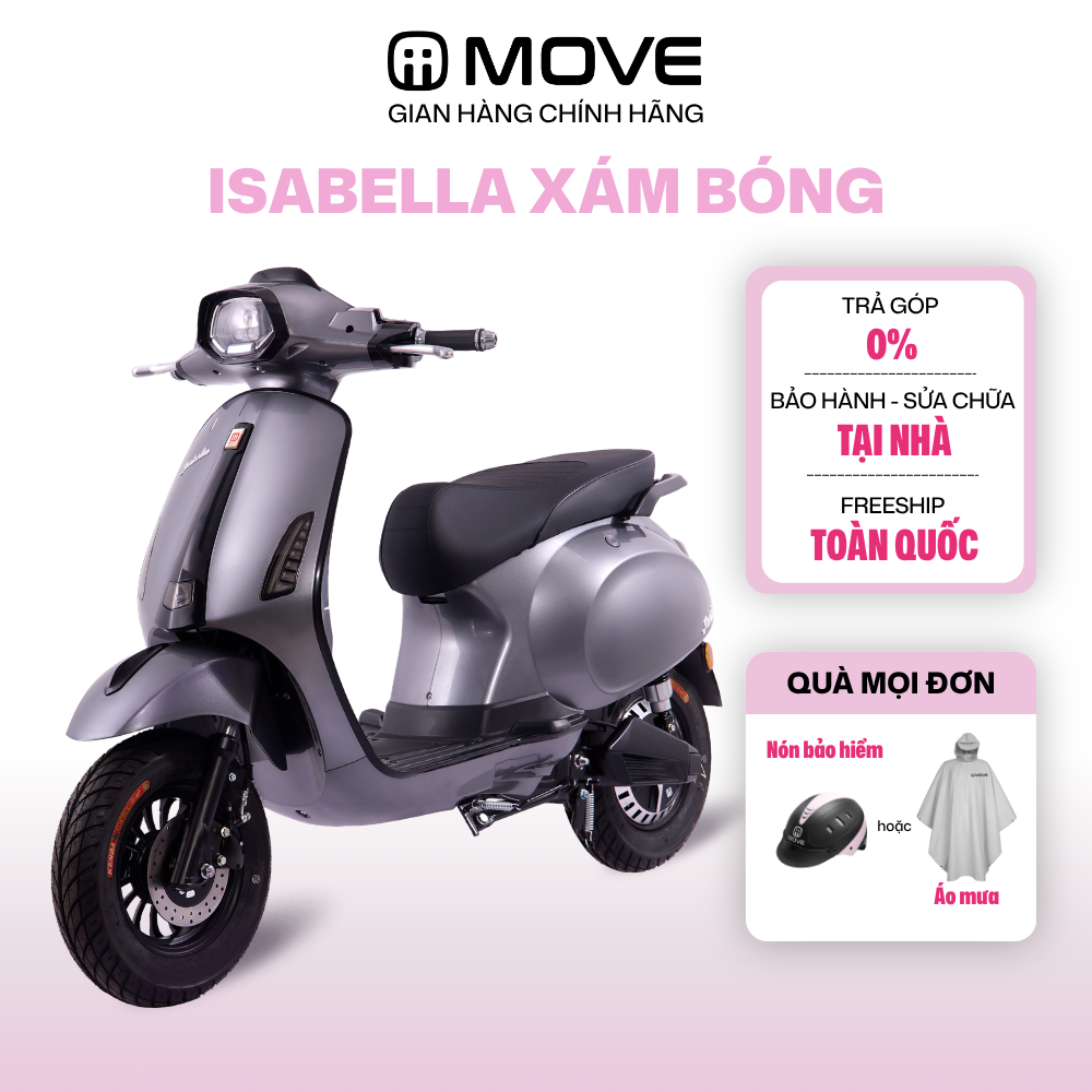 [CHỈ GIAO NAM TRUNG BỘ VÀ NAM BỘ] Xe Điện  MOVE ISABELLA - Smart Key - Trả Góp 0% - Bảo Hành Chính Hãng -  Xám Bóng