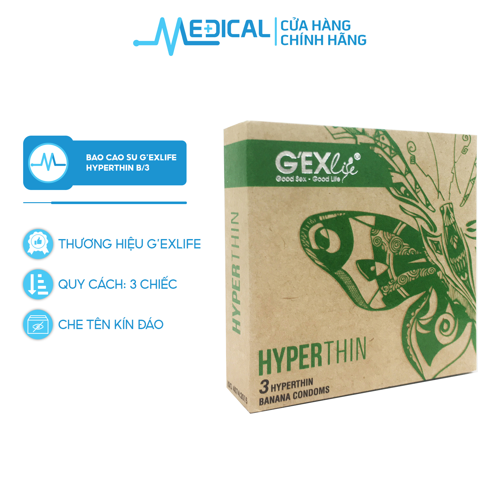 Bao cao su g'exlife leo68 b/3 hyperthin hương chuối - medical
