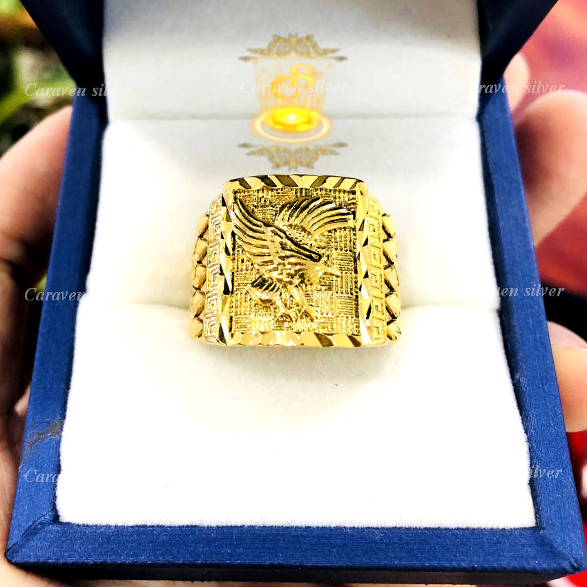 nhẫn nam mạ vàng họa tiết đại bàng tung cánh-rõ nét từng chi tiết viền,khắc họa 3d xung quanh nhẫn-caraven silver-TH2-nhẫn nam mạ vàng,nhan nam ma vang,nhan nam,nhẫn nam,nhẫn vàng,nhan vang