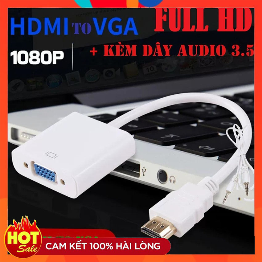 [Freeship]Cáp chuyển đổi HDMI sang VGA kèm dây audio 3.5 Dailysho-Bộ đầu chuyển cổng HDMI ra VGA giắc HDMI to VGA,dây máy chiếu