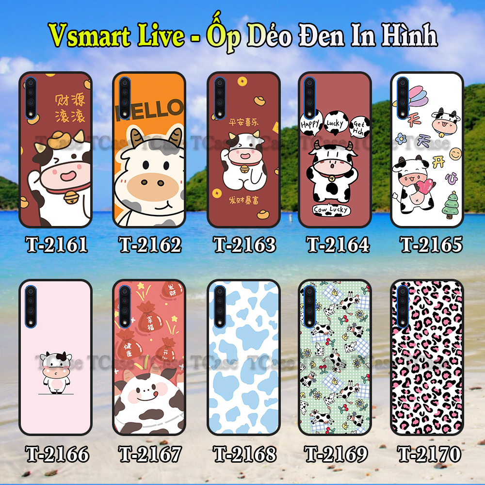 [HCM]Ốp lưng Vsmart Live Live 4 Joy 4 Star 4 Aris Aris Pro Active 3 Joy 3 dẻo đen in hình Bò Sữa