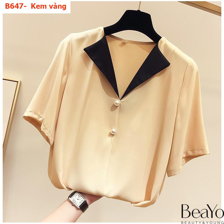[HCM]B647-ÁO SƠ MI CỔ LẬT PHỐI MÀU