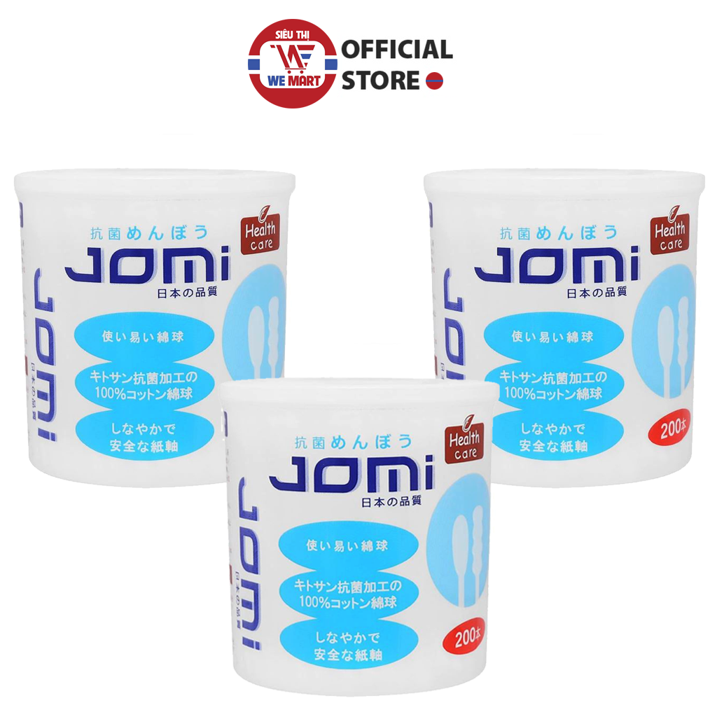 Hộp 200 tăm bông kháng khuẩn Jomi Nhật Bản