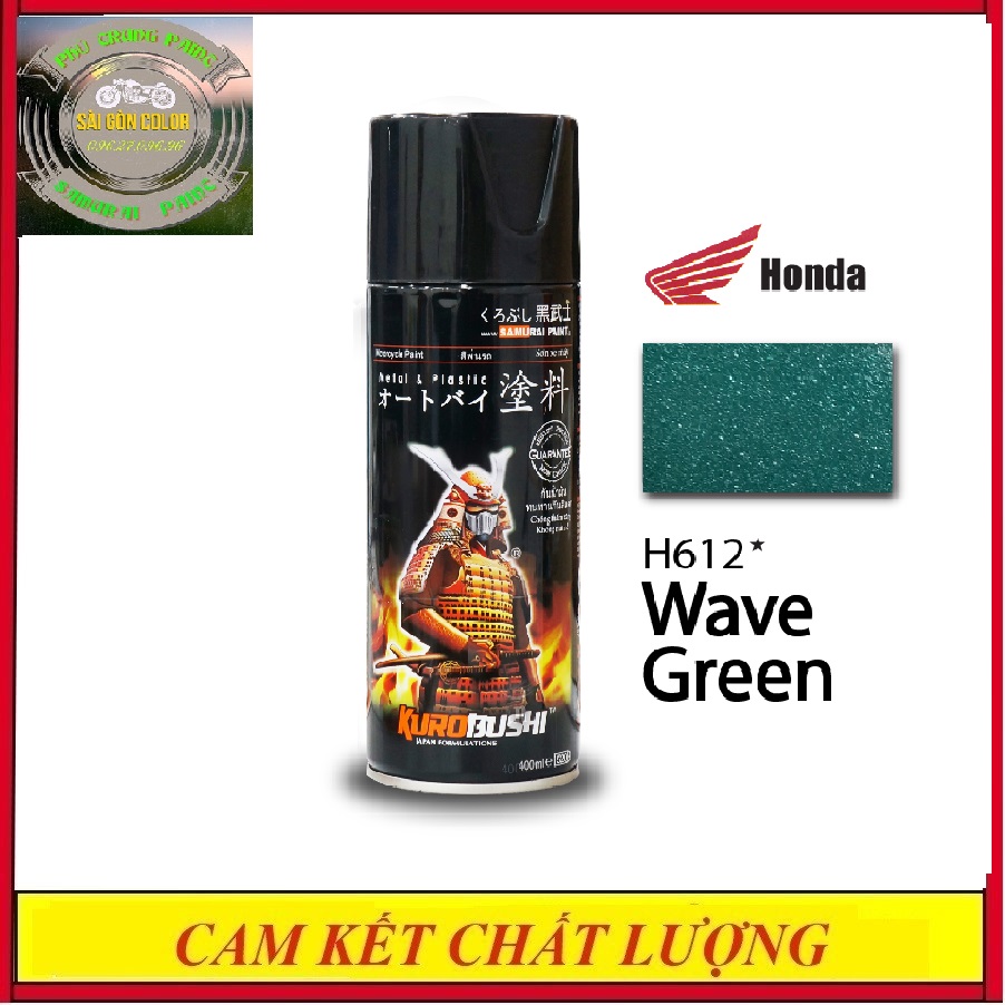 SƠN XỊT XE MÁY SAMURAI  MÀU H612 MÀU XANH WAVE CHAI 400ML
